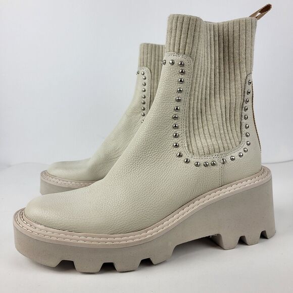 Dolce Vita Hoven H2O Studded Ivory Leather Boots size 9 - Picture 1 of 15